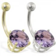 14K Gold belly ring with large 8mm Alexandrite