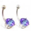 14K Gold Belly Ring With Large 8Mm Mystic Topaz