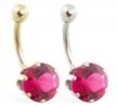 14K Gold belly ring with large 8mm Ruby