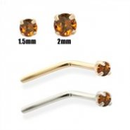 14K Gold Burnt Orange Diamond Nose Pin