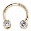 14K Gold Circular Barbell With 4Mm Bezel Settings
