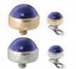 14K Gold Internally Threaded Dermal Top Ball with 4mm Lab Created Sapphire Cabochon