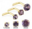 14K Gold L-shaped Nose Pin with Round Alexandrite