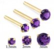 14K Gold Long Customizable nose stud with Round Amethyst