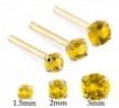 14K Gold Long Customizable Nose Stud with Round Citrine