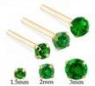 14K Gold Long Customizable Nose Stud with Round Emerald