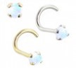 14K Gold Nose Bone with 2mm Round White Opal