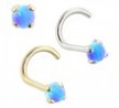 14K Gold Nose Screw with 2mm Round Blue Opal