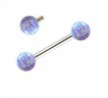 14K White Gold Internally Threaded Straight Barbell With Lavender Opals