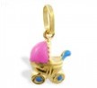 14K Yellow Gold Enameled Baby Carriage Pendant