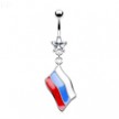 Belly Button Ring with Dangling Russian Flag