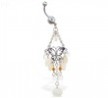 Belly ring with butterfly chandelier dangle