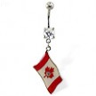 Belly ring with dangling Canadian flag