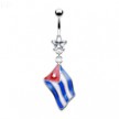 Belly ring with dangling Cuban flag