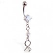 Belly ring with dangling gem and ring