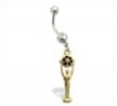 Belly Ring with dangling gold colored hollywood trophy