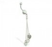 Belly Ring with Dangling Hearts On Chains