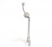 Belly Ring with Dangling Jeweled Chains