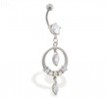 Belly ring with dangling jeweled circle and gems
