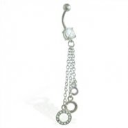 Belly Ring with Dangling Jeweled Circles On Chains
