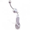 Belly ring with dangling jeweled flipflop