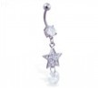 Belly ring with dangling jeweled star and large gem