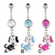 Belly ring with dangling puppy dog