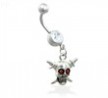 Belly Ring with Dangling Skull And Swords