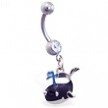 Belly ring with dangling whale