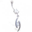 Belly ring with jeweled dangle