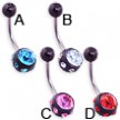 Belly ring with multi studded CZ ball