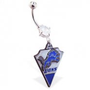Belly Ring with official licensed NFL charm, Detroit Lions