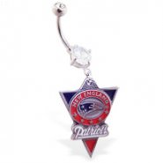 Belly Ring with official licensed NFL charm, New England Patriots