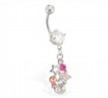 Belly ring with star and gem dangle