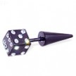 Black fake taper with jeweled dice end, 16 ga
