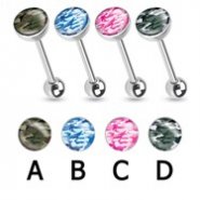 Camouflage Print Inlayed Surgical Steel Barbell