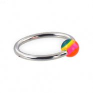 Captive bead ring with rainbow ball, 16ga