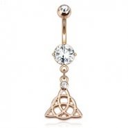 Celtic Knot Dangle Surgical Steel Over Rose Gold Tone Navel Ring
