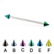 Colored cone long barbell (industrial barbell), 14 ga