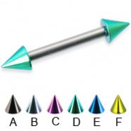 Colored cone straight barbell, 12 ga