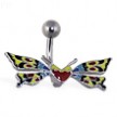 Colorful butterfly with heart belly ring