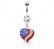 Crystal Paved American Flag Heart