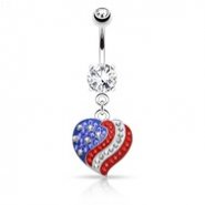 Crystal Paved American Flag Heart