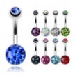 Crystal paved dome belly ring
