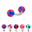 Curved barbell with balloon balls, 14 ga