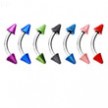 Curved barbell with metallica miracle coated cones, 16 ga