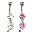 Dangling heart belly button ring