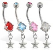 Double Jewelry Belly Ring with Small Dangling Star