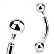 Externally Threaded And Internally Threaded Stainless Steel Curved Barbell, 14 Ga