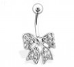 Gem Paved Bow Belly Ring
